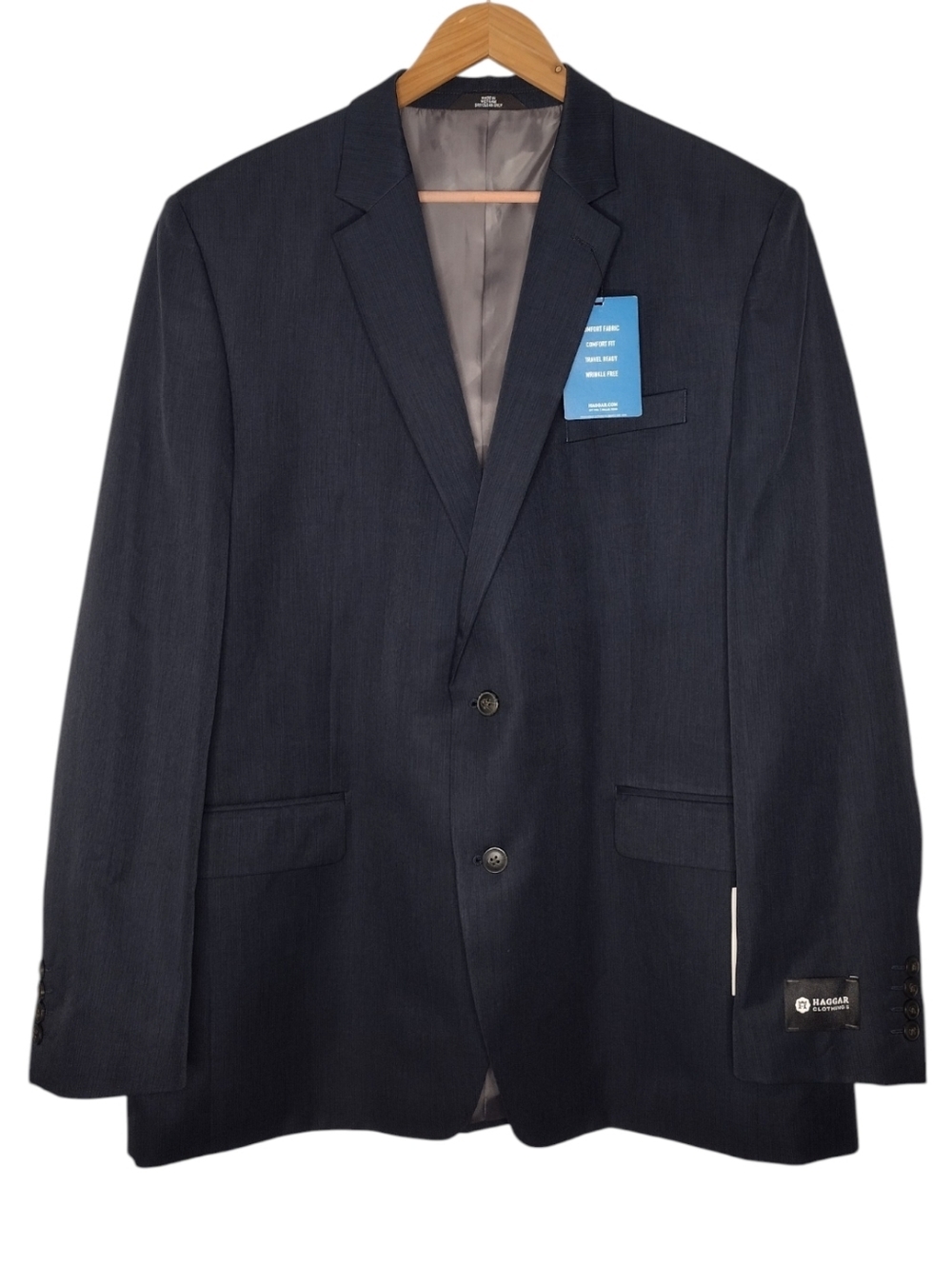 NWT Haggar Navy Blue Men's Business Travel Performance Sport Coats Blazer Sz 48L